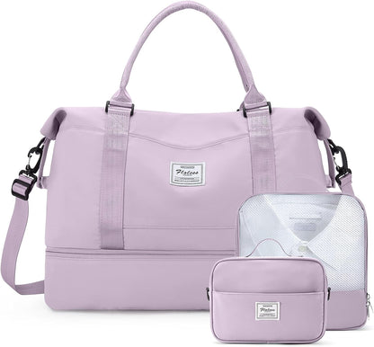 Weekender Bags for Women, Personal Item Travel Bag with Shoes Compartment | Overnight Travel Duffel Bag with Toiletry Bag, Airplane Friendly Carry-On Bag - Colors B