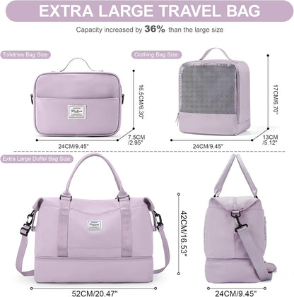 Weekender Bags for Women, Personal Item Travel Bag with Shoes Compartment | Overnight Travel Duffel Bag with Toiletry Bag, Airplane Friendly Carry-On Bag - Colors B