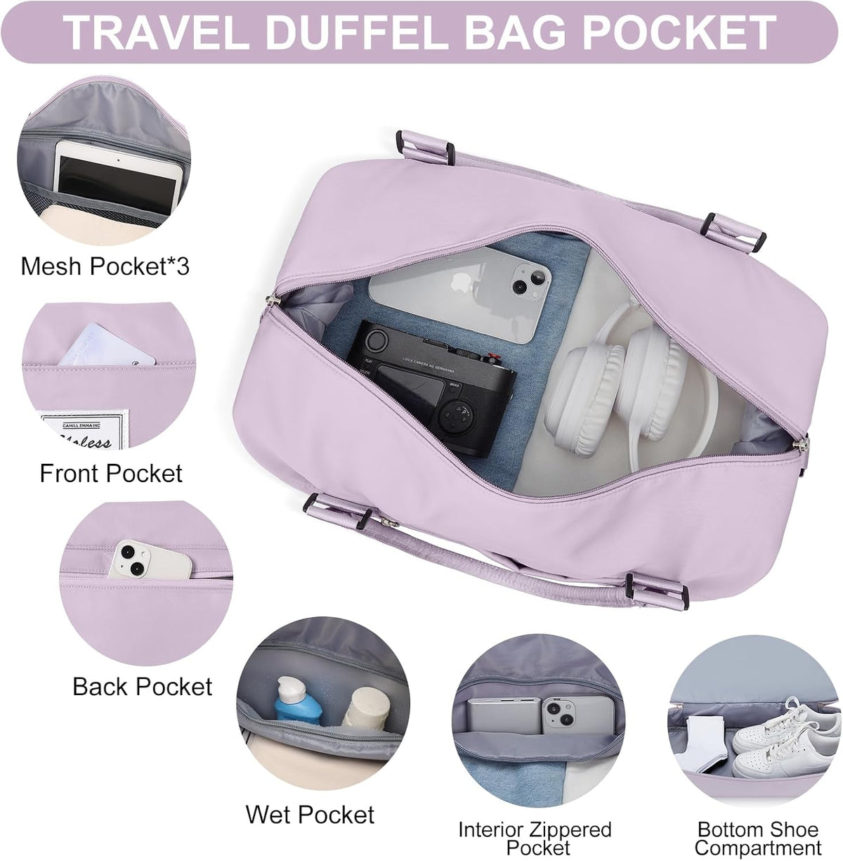 Weekender Bags for Women, Personal Item Travel Bag with Shoes Compartment | Overnight Travel Duffel Bag with Toiletry Bag, Airplane Friendly Carry-On Bag - Colors B