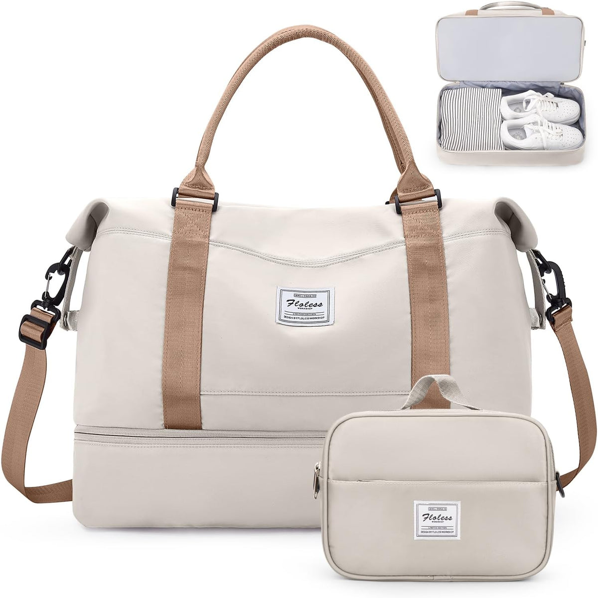 Weekender Bags for Women, Personal Item Travel Bag with Shoes Compartment | Overnight Travel Duffel Bag with Toiletry Bag, Airplane Friendly Carry-On Bag - Colors B