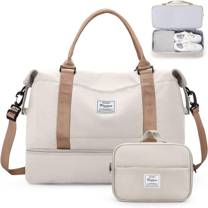 Weekender Bags for Women, Personal Item Travel Bag with Shoes Compartment | Overnight Travel Duffel Bag with Toiletry Bag, Airplane Friendly Carry-On Bag - Colors B