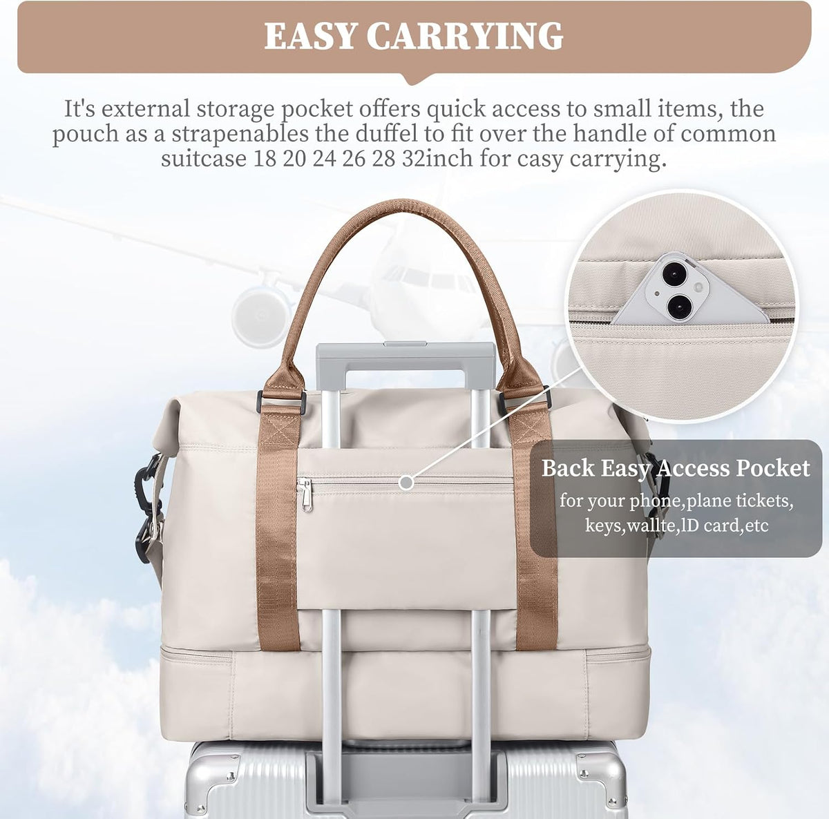 Weekender Bags for Women, Personal Item Travel Bag with Shoes Compartment | Overnight Travel Duffel Bag with Toiletry Bag, Airplane Friendly Carry-On Bag - Colors B