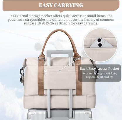Weekender Bags for Women, Personal Item Travel Bag with Shoes Compartment | Overnight Travel Duffel Bag with Toiletry Bag, Airplane Friendly Carry-On Bag - Colors B