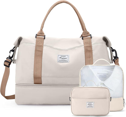 Weekender Bags for Women, Personal Item Travel Bag with Shoes Compartment | Overnight Travel Duffel Bag with Toiletry Bag, Airplane Friendly Carry-On Bag - Colors B