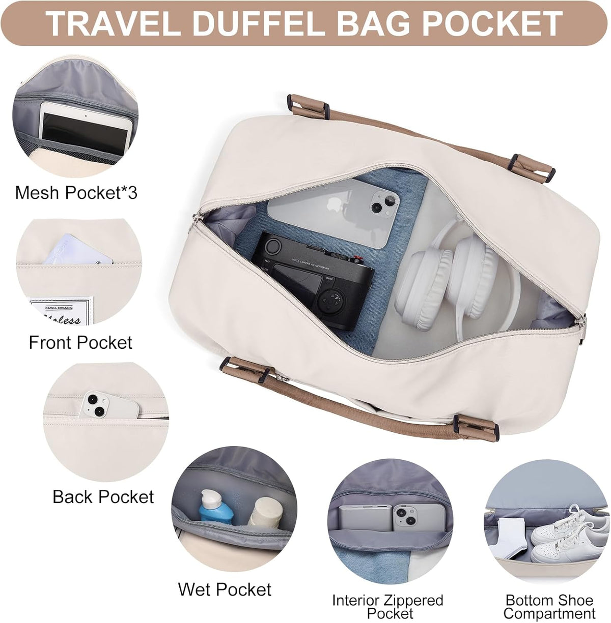 Weekender Bags for Women, Personal Item Travel Bag with Shoes Compartment | Overnight Travel Duffel Bag with Toiletry Bag, Airplane Friendly Carry-On Bag - Colors B