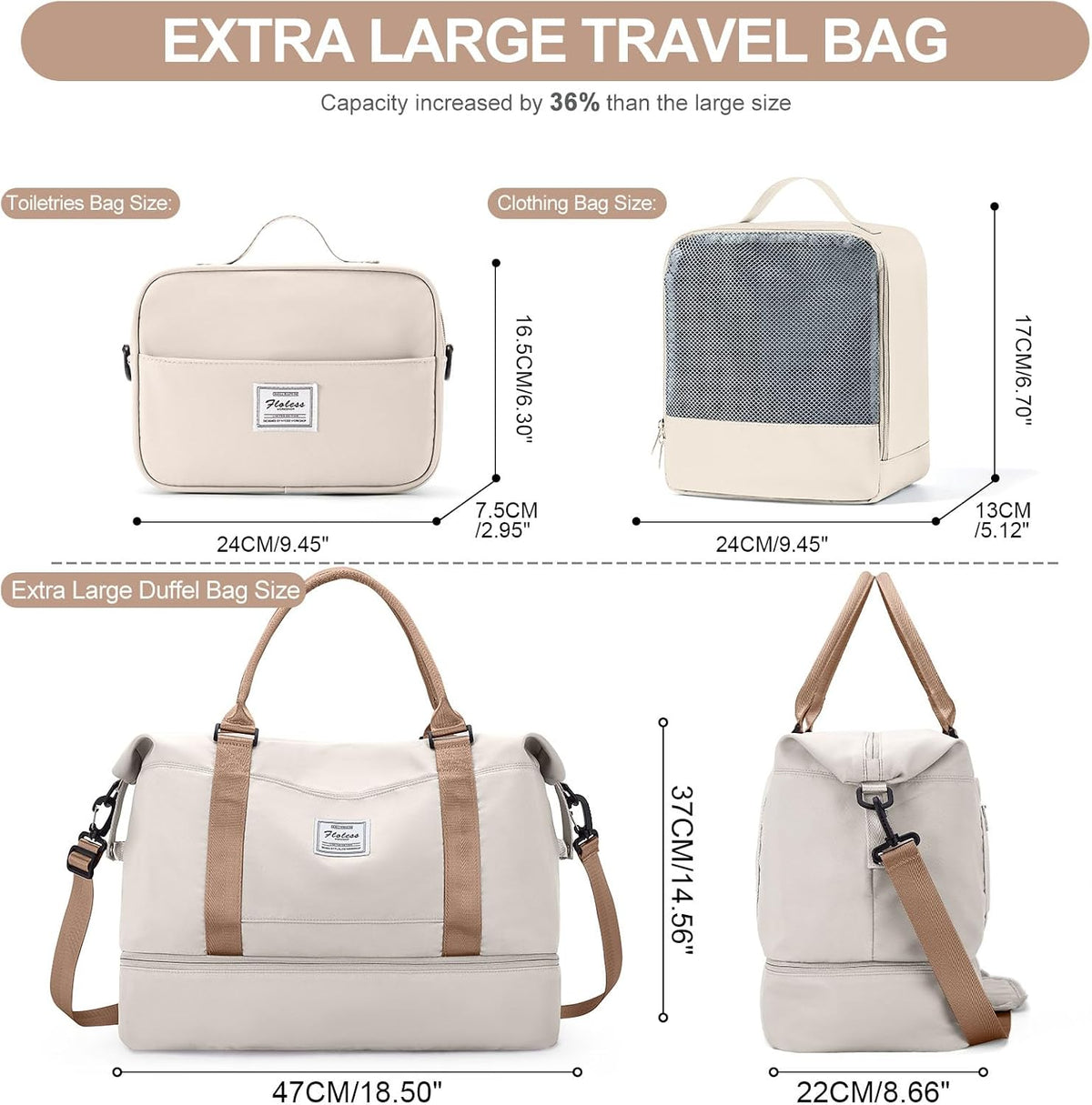 Weekender Bags for Women, Personal Item Travel Bag with Shoes Compartment | Overnight Travel Duffel Bag with Toiletry Bag, Airplane Friendly Carry-On Bag - Colors B