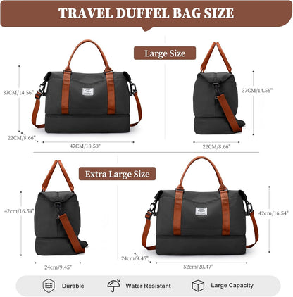 Weekender Bags for Women, Personal Item Travel Bag with Shoes Compartment | Overnight Travel Duffel Bag with Toiletry Bag, Airplane Friendly Carry-On Bag - Colors B