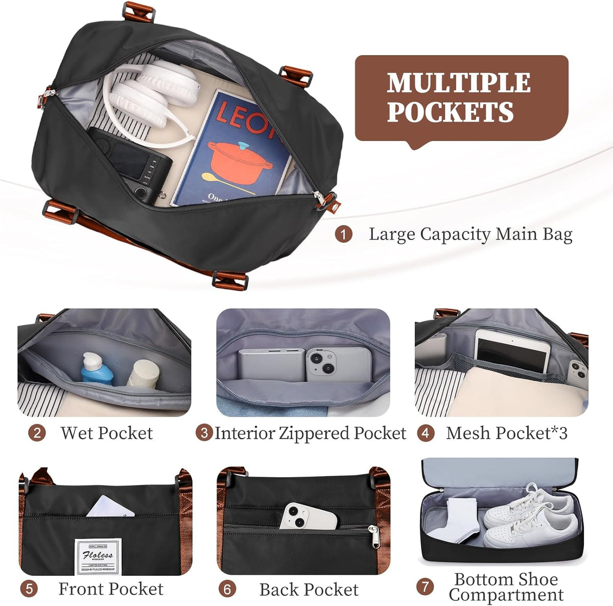 Weekender Bags for Women, Personal Item Travel Bag with Shoes Compartment | Overnight Travel Duffel Bag with Toiletry Bag, Airplane Friendly Carry-On Bag - Colors B