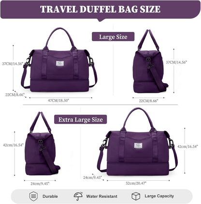 Weekender Bags for Women, Personal Item Travel Bag with Shoes Compartment | Overnight Travel Duffel Bag with Toiletry Bag, Airplane Friendly Carry-On Bag - Colors B