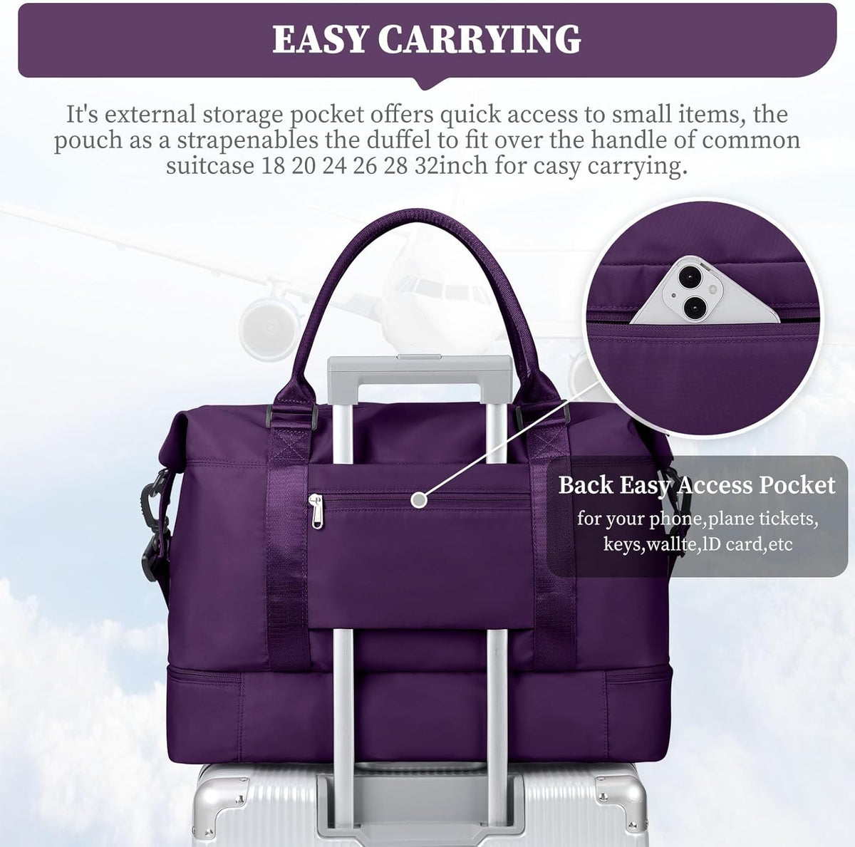 Weekender Bags for Women, Personal Item Travel Bag with Shoes Compartment | Overnight Travel Duffel Bag with Toiletry Bag, Airplane Friendly Carry-On Bag - Colors B