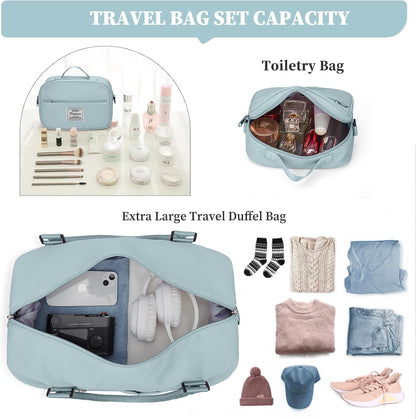 Weekender Bags for Women, Personal Item Travel Bag with Shoes Compartment | Overnight Travel Duffel Bag with Toiletry Bag, Airplane Friendly Carry-On Bag - Colors B