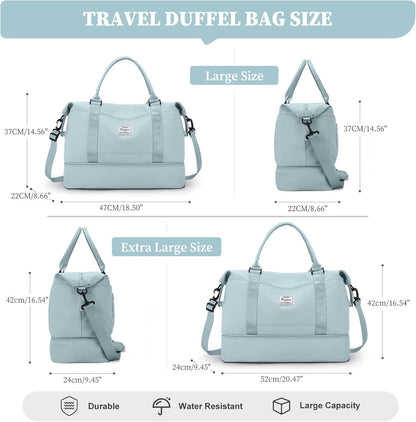 Weekender Bags for Women, Personal Item Travel Bag with Shoes Compartment | Overnight Travel Duffel Bag with Toiletry Bag, Airplane Friendly Carry-On Bag - Colors B