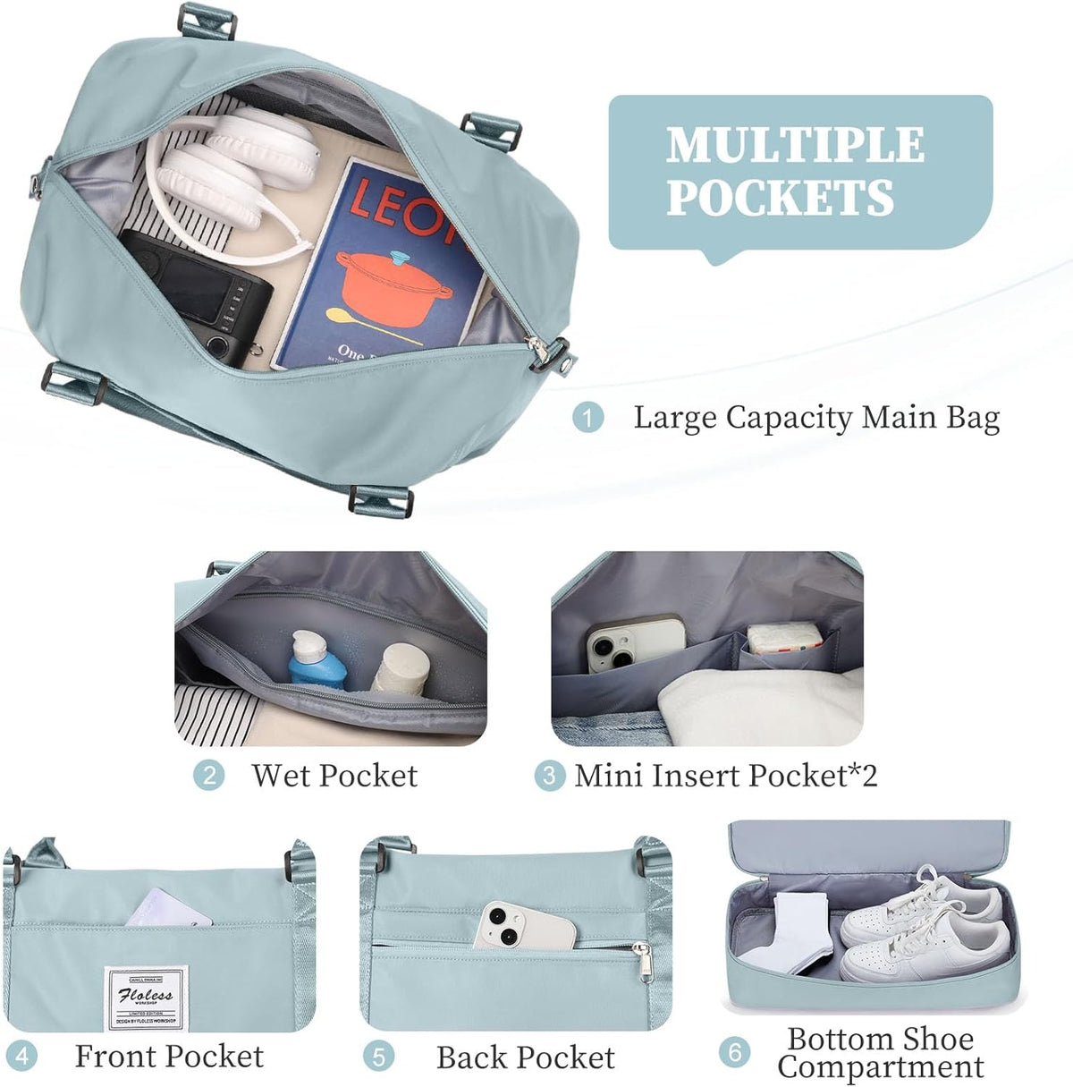 Weekender Bags for Women, Personal Item Travel Bag with Shoes Compartment | Overnight Travel Duffel Bag with Toiletry Bag, Airplane Friendly Carry-On Bag - Colors B