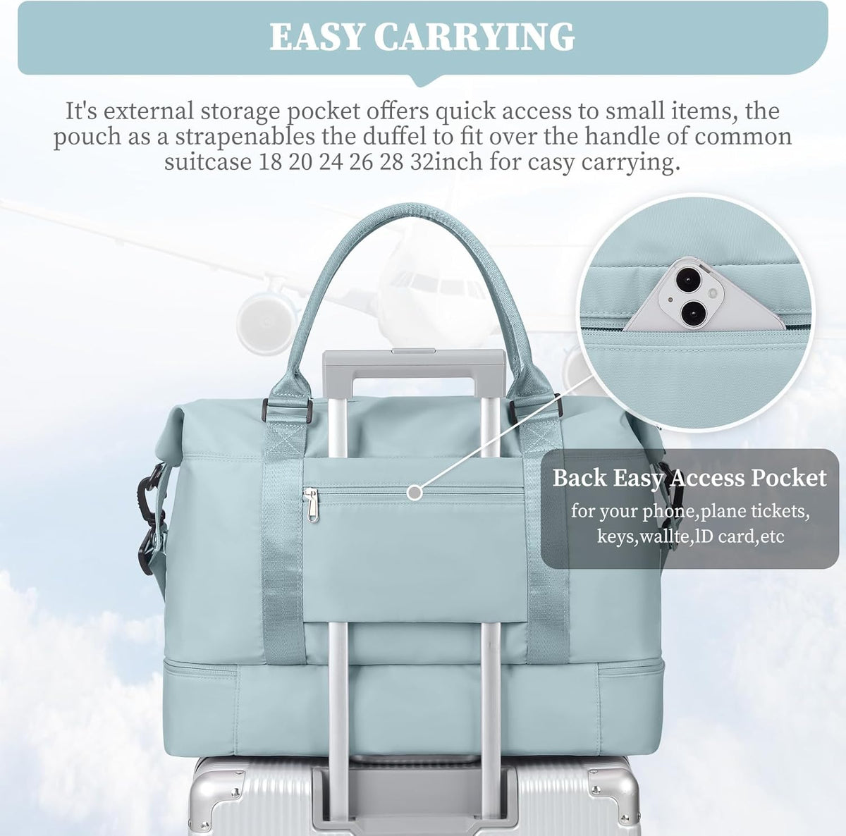 Weekender Bags for Women, Personal Item Travel Bag with Shoes Compartment | Overnight Travel Duffel Bag with Toiletry Bag, Airplane Friendly Carry-On Bag - Colors B