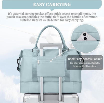 Weekender Bags for Women, Personal Item Travel Bag with Shoes Compartment | Overnight Travel Duffel Bag with Toiletry Bag, Airplane Friendly Carry-On Bag - Colors B