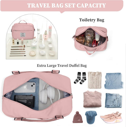 Weekender Bags for Women, Personal Item Travel Bag with Shoes Compartment | Overnight Travel Duffel Bag with Toiletry Bag, Airplane Friendly Carry-On Bag - Colors B