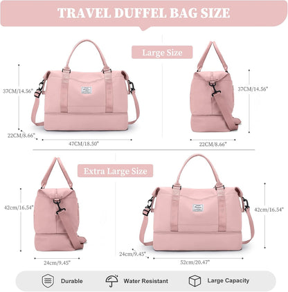 Weekender Bags for Women, Personal Item Travel Bag with Shoes Compartment | Overnight Travel Duffel Bag with Toiletry Bag, Airplane Friendly Carry-On Bag - Colors B