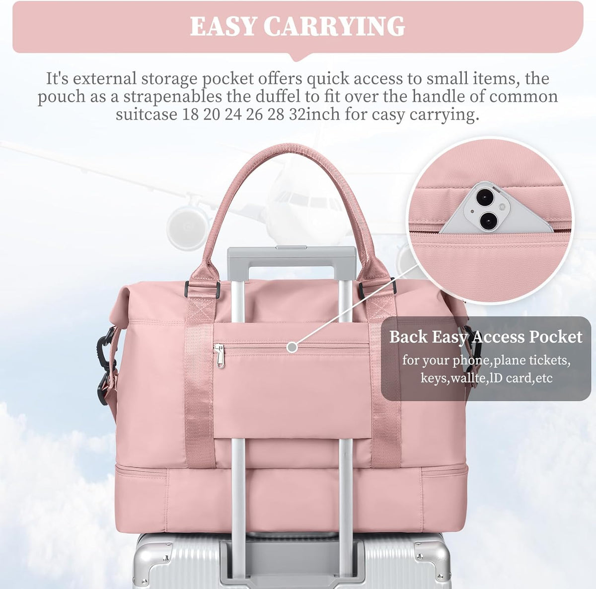 Weekender Bags for Women, Personal Item Travel Bag with Shoes Compartment | Overnight Travel Duffel Bag with Toiletry Bag, Airplane Friendly Carry-On Bag - Colors B
