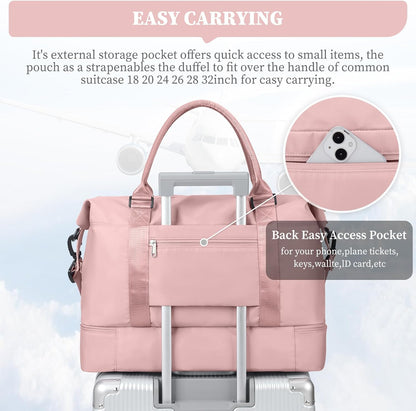 Weekender Bags for Women, Personal Item Travel Bag with Shoes Compartment | Overnight Travel Duffel Bag with Toiletry Bag, Airplane Friendly Carry-On Bag - Colors B