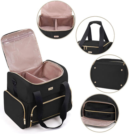 Large Makeup Travel Cosmetic Bag with 2 Removable Case, Double Layer Big Travel Make Up Organizer Case, Toiletry Bag for Women, Train Cases Bags
