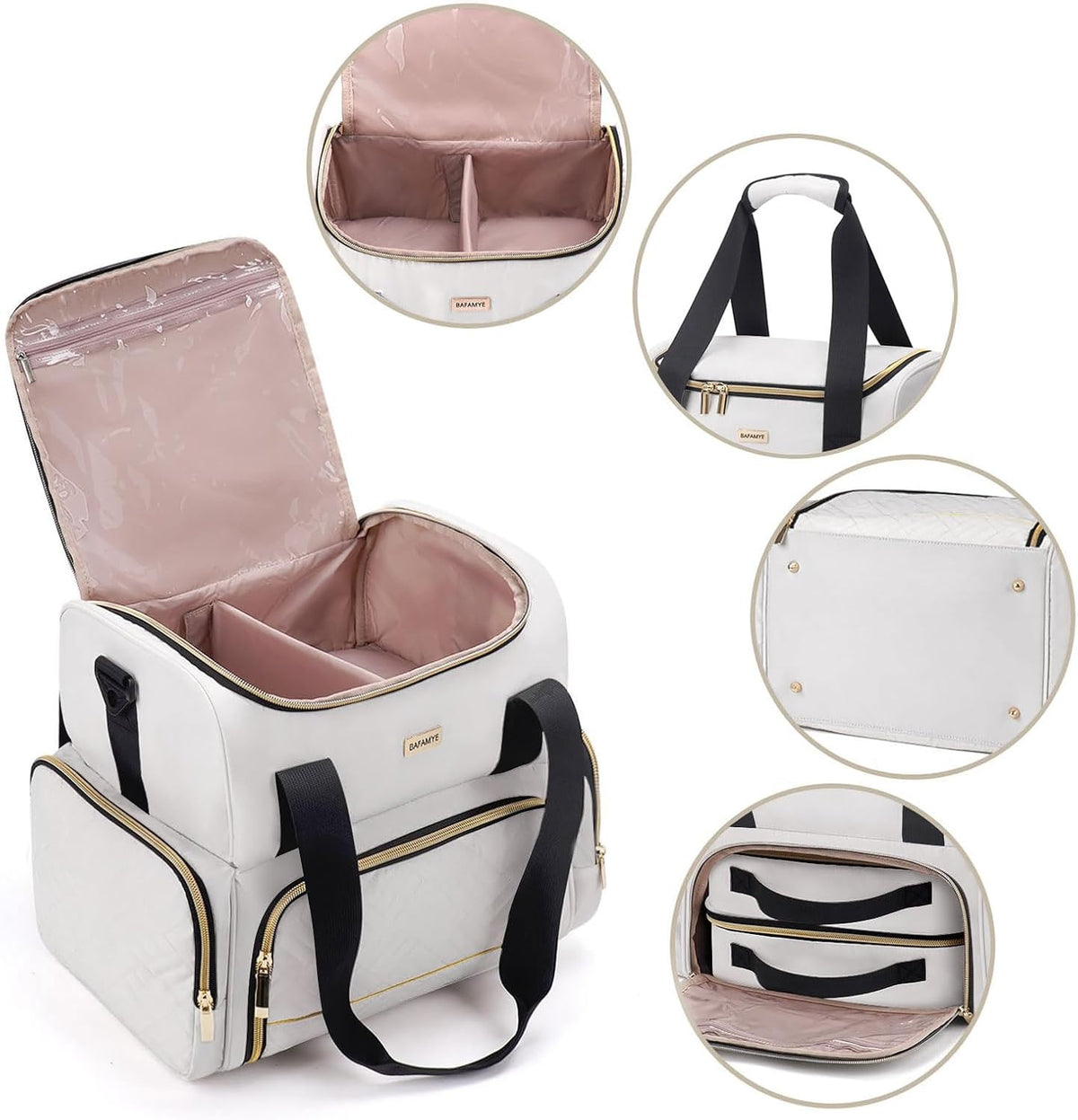 Large Makeup Travel Cosmetic Bag with 2 Removable Case, Double Layer Big Travel Make Up Organizer Case, Toiletry Bag for Women, Train Cases Bags