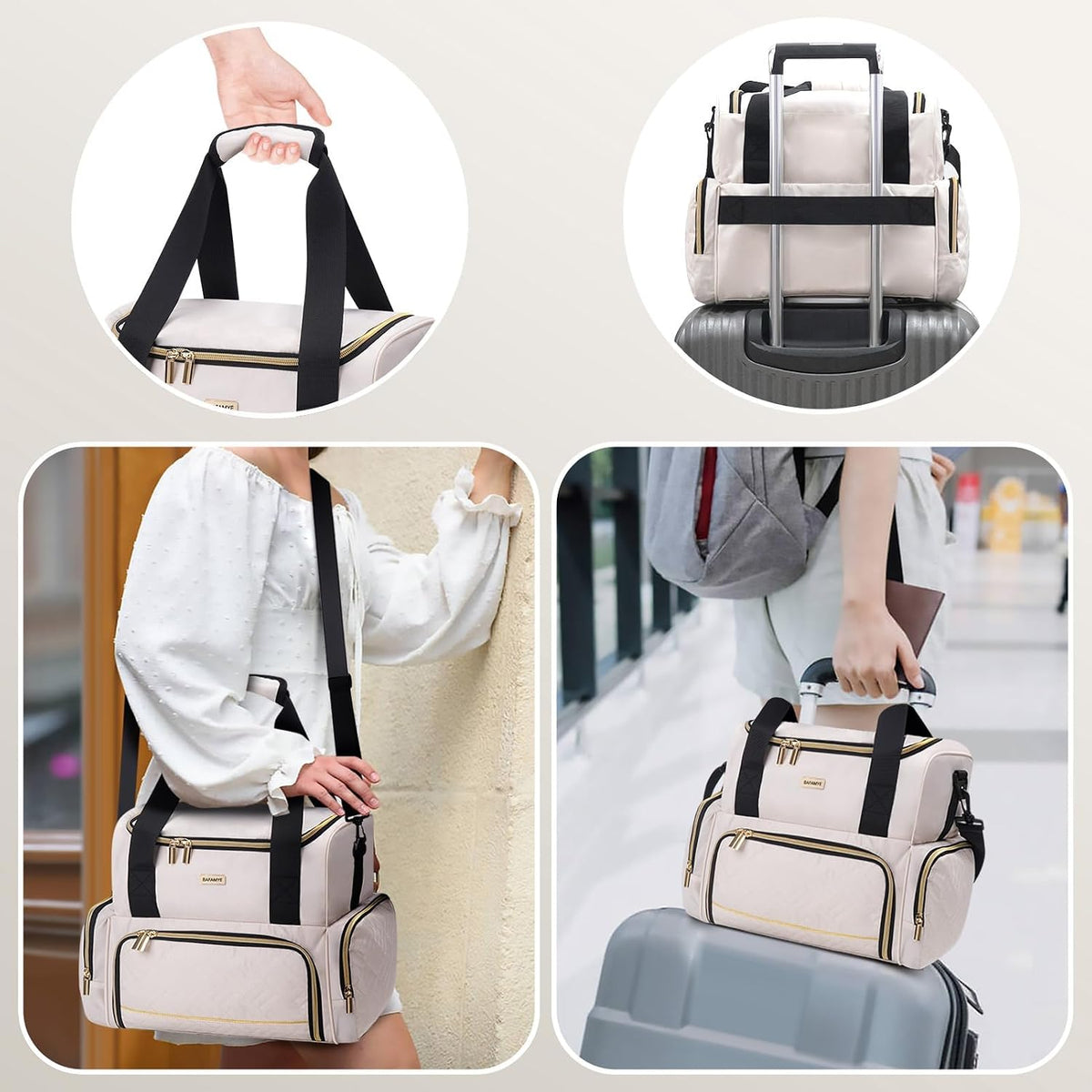 Large Makeup Travel Cosmetic Bag with 2 Removable Case, Double Layer Big Travel Make Up Organizer Case, Toiletry Bag for Women, Train Cases Bags