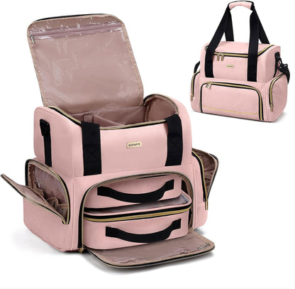 Large Makeup Travel Cosmetic Bag with 2 Removable Case, Double Layer Big Travel Make Up Organizer Case, Toiletry Bag for Women, Train Cases Bags