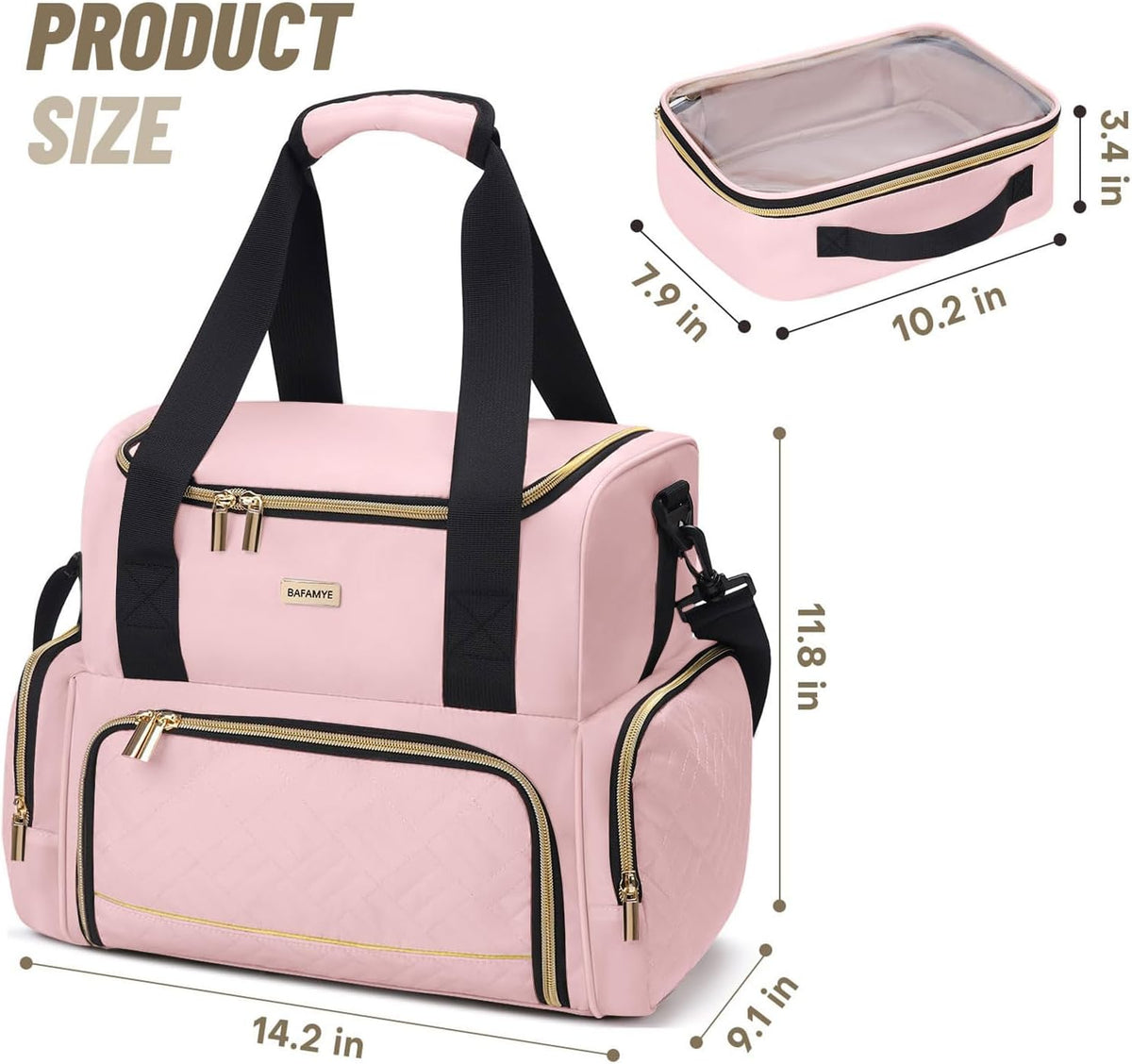 Large Makeup Travel Cosmetic Bag with 2 Removable Case, Double Layer Big Travel Make Up Organizer Case, Toiletry Bag for Women, Train Cases Bags