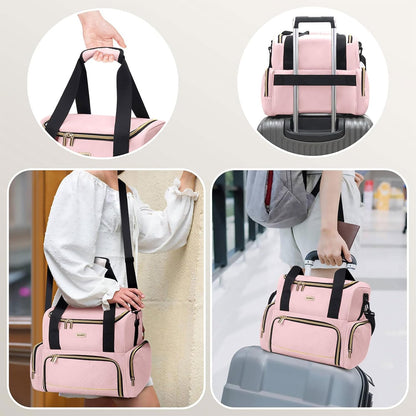 Large Makeup Travel Cosmetic Bag with 2 Removable Case, Double Layer Big Travel Make Up Organizer Case, Toiletry Bag for Women, Train Cases Bags