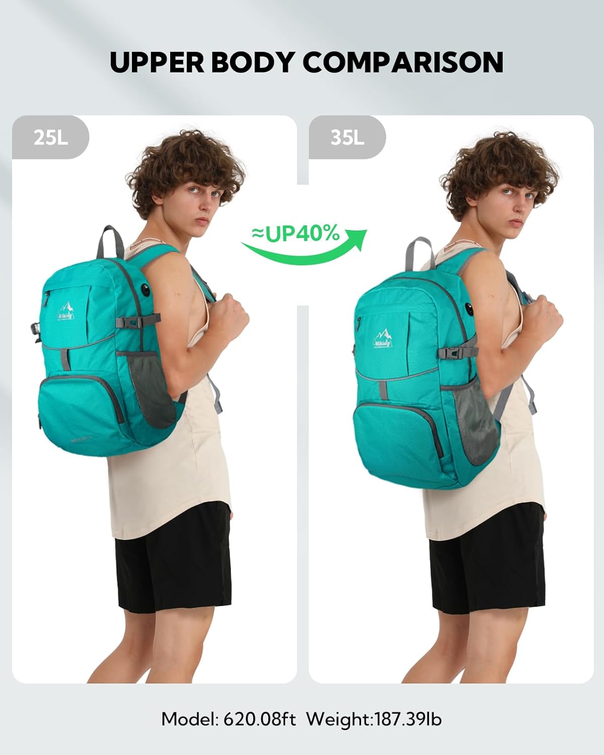 Hiking Packable Daypack Backpack: 25L Ultra Lightweight Day Pack for Women Men - Small Compact Folding Back Pack for Outdoor Sport Cycling Camping Travel Trip - Black