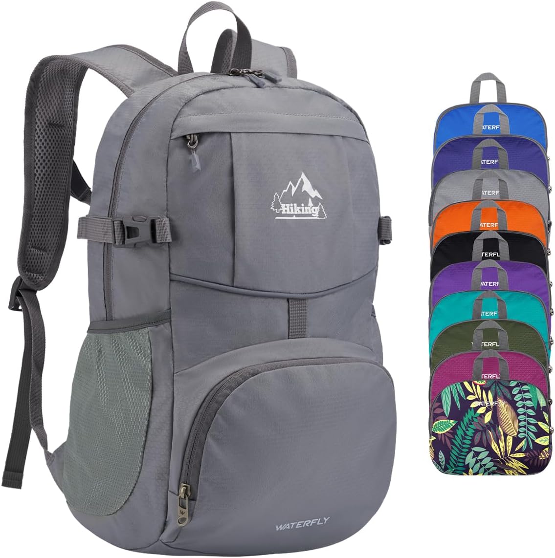 Hiking Packable Daypack Backpack: 25L Ultra Lightweight Day Pack for Women Men - Small Compact Folding Back Pack for Outdoor Sport Cycling Camping Travel Trip - Black