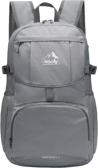Hiking Packable Daypack Backpack: 25L Ultra Lightweight Day Pack for Women Men - Small Compact Folding Back Pack for Outdoor Sport Cycling Camping Travel Trip - Black