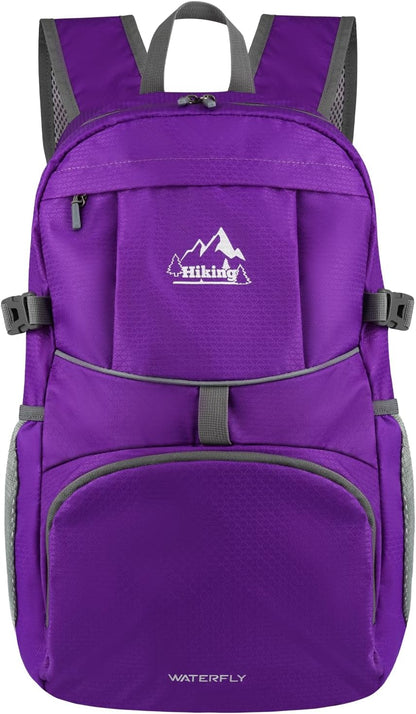Hiking Packable Daypack Backpack: 25L Ultra Lightweight Day Pack for Women Men - Small Compact Folding Back Pack for Outdoor Sport Cycling Camping Travel Trip - Black