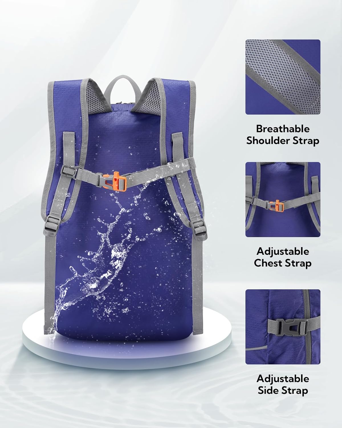 Hiking Packable Daypack Backpack: 25L Ultra Lightweight Day Pack for Women Men - Small Compact Folding Back Pack for Outdoor Sport Cycling Camping Travel Trip - Black