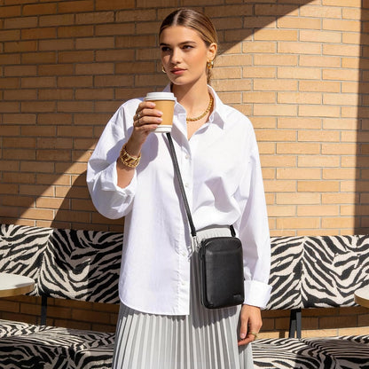 Genuine Leather Crossbody Cell Phone Purse for Women, Small Zip Around RFID Blocking Crossbody Wallet Bags
