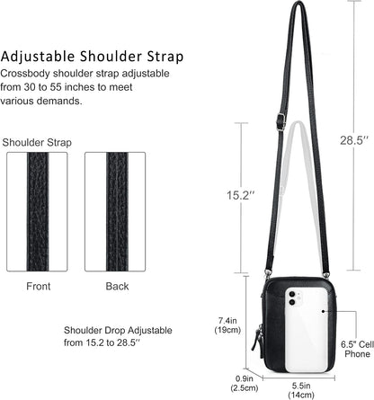 Genuine Leather Crossbody Cell Phone Purse for Women, Small Zip Around RFID Blocking Crossbody Wallet Bags