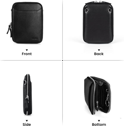 Genuine Leather Crossbody Cell Phone Purse for Women, Small Zip Around RFID Blocking Crossbody Wallet Bags