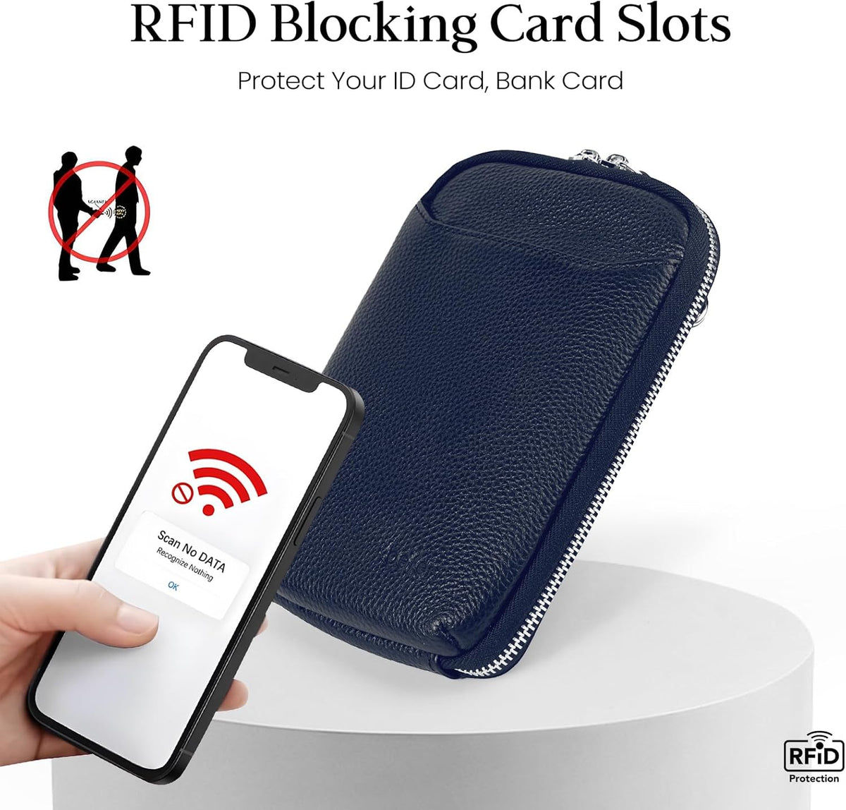 Genuine Leather Crossbody Cell Phone Purse for Women, Small Zip Around RFID Blocking Crossbody Wallet Bags