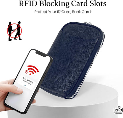 Genuine Leather Crossbody Cell Phone Purse for Women, Small Zip Around RFID Blocking Crossbody Wallet Bags