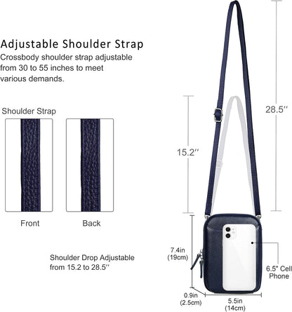 Genuine Leather Crossbody Cell Phone Purse for Women, Small Zip Around RFID Blocking Crossbody Wallet Bags