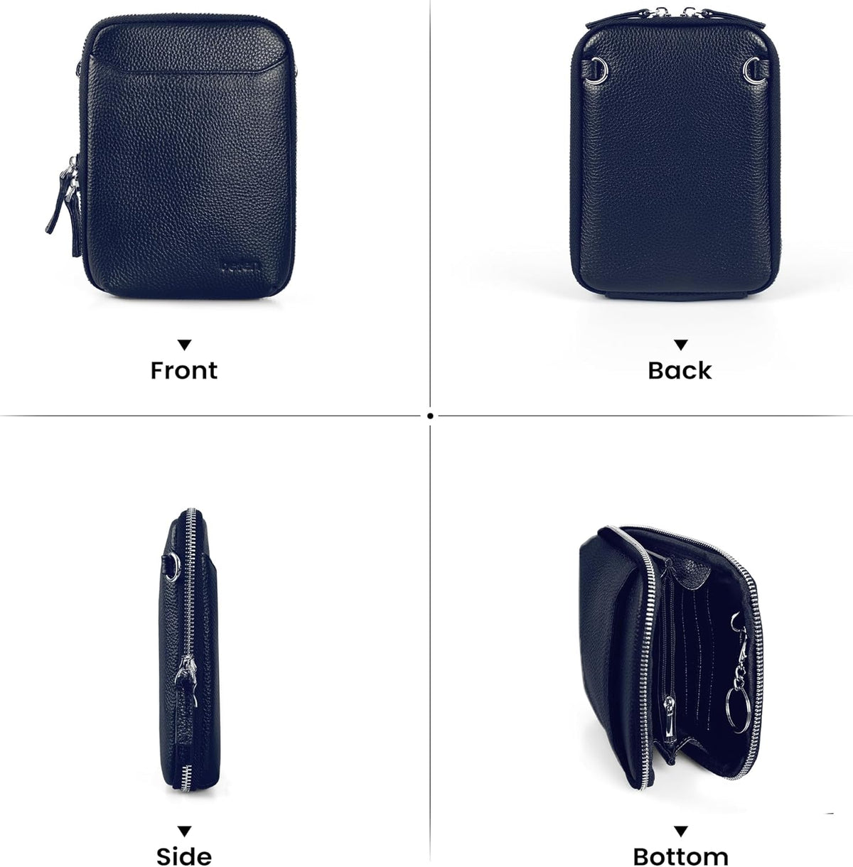 Genuine Leather Crossbody Cell Phone Purse for Women, Small Zip Around RFID Blocking Crossbody Wallet Bags