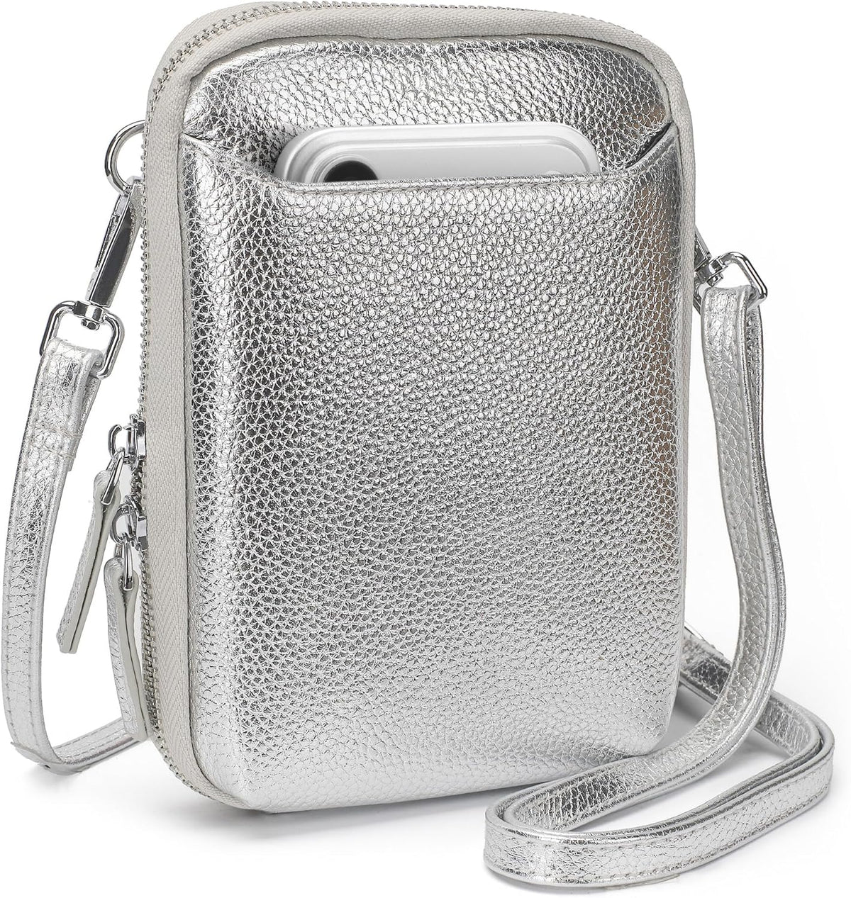 Genuine Leather Crossbody Cell Phone Purse for Women, Small Zip Around RFID Blocking Crossbody Wallet Bags