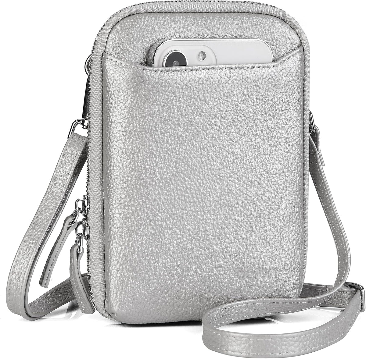 Genuine Leather Crossbody Cell Phone Purse for Women, Small Zip Around RFID Blocking Crossbody Wallet Bags