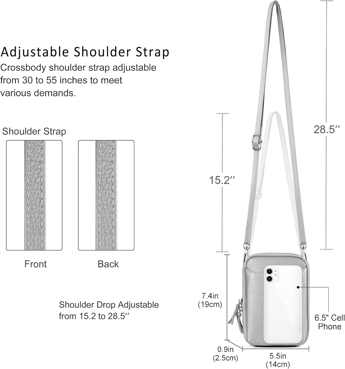 Genuine Leather Crossbody Cell Phone Purse for Women, Small Zip Around RFID Blocking Crossbody Wallet Bags