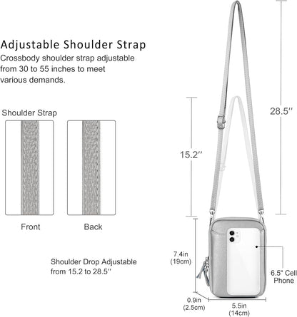 Genuine Leather Crossbody Cell Phone Purse for Women, Small Zip Around RFID Blocking Crossbody Wallet Bags