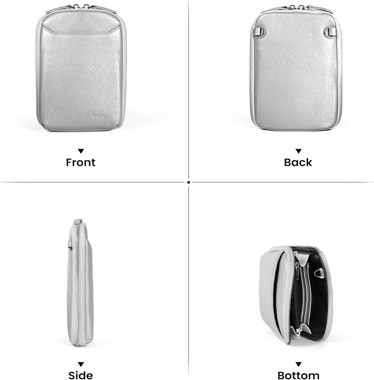 Genuine Leather Crossbody Cell Phone Purse for Women, Small Zip Around RFID Blocking Crossbody Wallet Bags