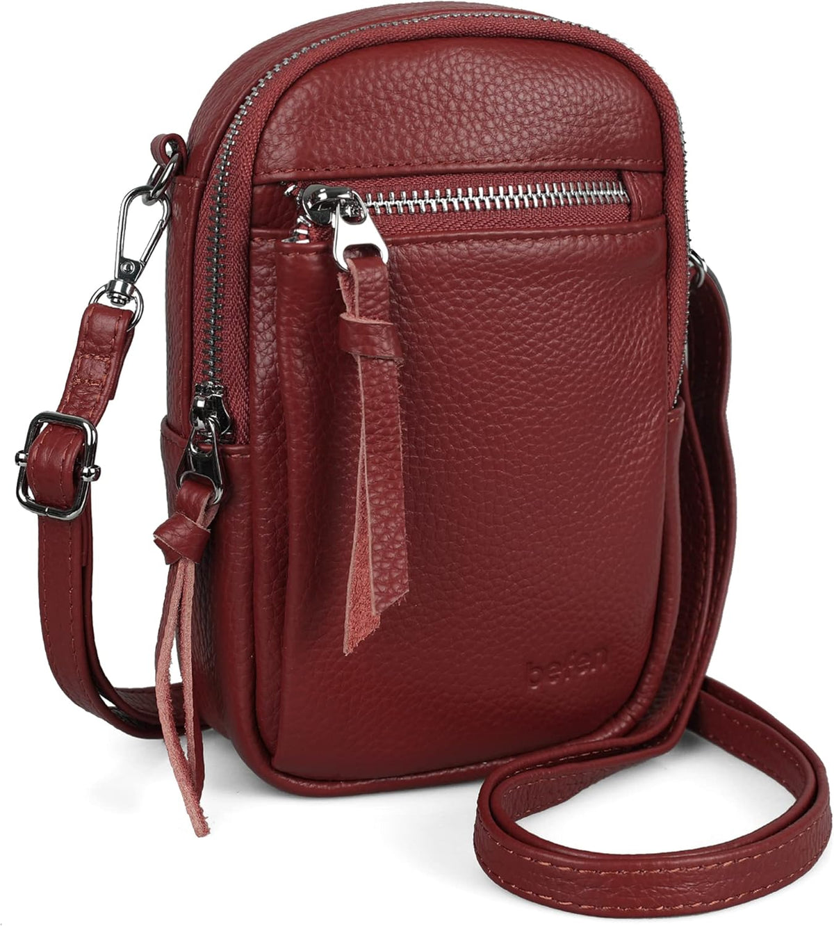 Genuine Leather Crossbody Cell Phone Purse for Women, Small Zip Around RFID Blocking Crossbody Wallet Bags