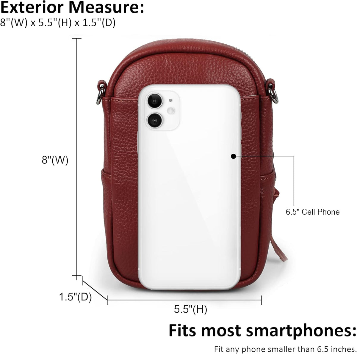 Genuine Leather Crossbody Cell Phone Purse for Women, Small Zip Around RFID Blocking Crossbody Wallet Bags