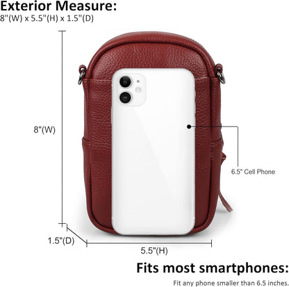 Genuine Leather Crossbody Cell Phone Purse for Women, Small Zip Around RFID Blocking Crossbody Wallet Bags