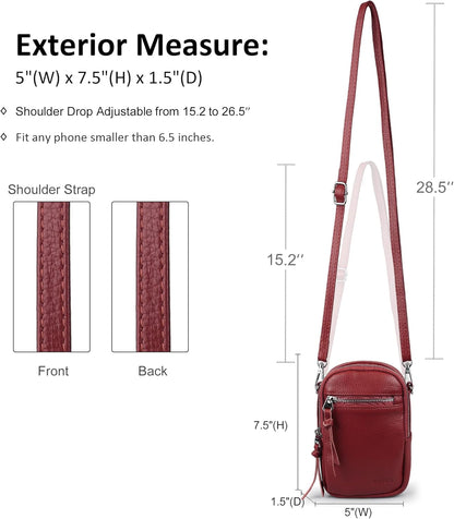 Genuine Leather Crossbody Cell Phone Purse for Women, Small Zip Around RFID Blocking Crossbody Wallet Bags